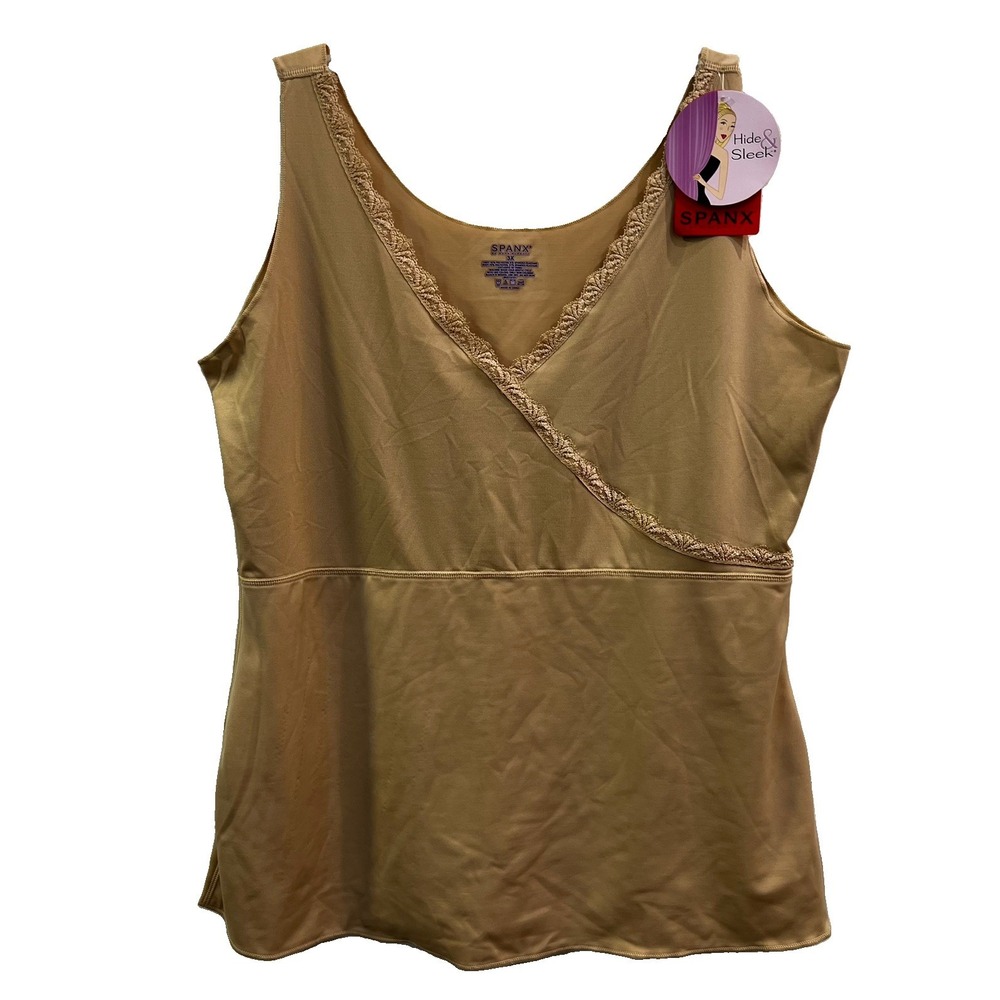 Spanx Hide & Sleek Criss Cross Cami Size 3x Shaping Tank Camisole lace Trim NEW